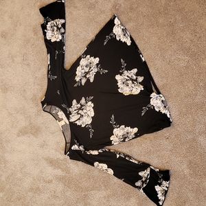 Black long sleeve flower shirt